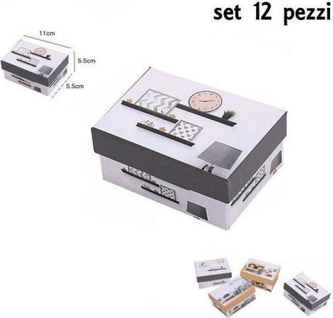 Set-12-Pezzi-Scatola-Box-Confezione-Regalo-Rettangolar-Fantasia-11x5.5x5.5cm