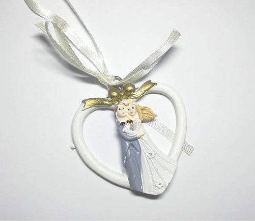 Set-12-Pz.-Bomboniera-Sposini-Cuore-Sposi-Ceramica-Appendino-Matrimonio-Promessa