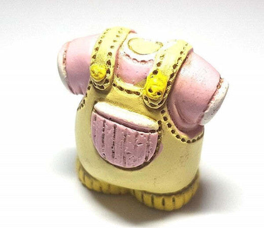 Set-12pz-Bomboniera-Vestitino-Rosa-3d-Bambina-Ceramica-Appoggio-Battesimo-Nascita