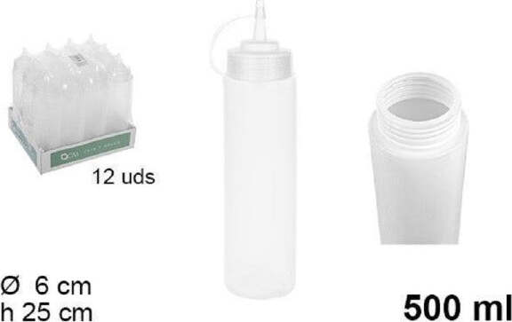 Set-12pz-Bottiglie-Dosatore-Plastica-Beccuccio-Per-Salse-Condimenti-500ml-102785