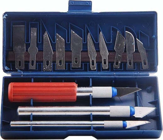 Set-13-Pz.-Scalpelli-Mini-Con-Manico-In-Plastica-Acciaio-Per-Scultura-Intaglio-Strumenti-Taglio-Scolpire