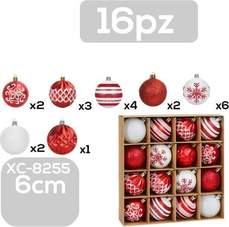 Set-16-Palline-Natalizie-Decorazioni-6-Cm-Addobbi-Per-Albero-Di-Natale-Xc-8255
