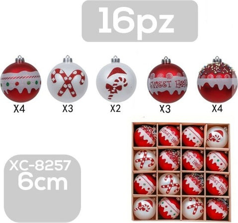 Set-16-Palline-Natalizie-Decorazioni-6-Cm-Addobbi-Per-Albero-Di-Natale-Xc-8257