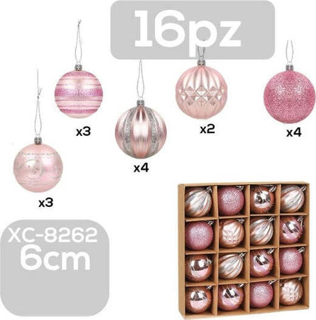 Set-16-Palline-Natalizie-Decorazioni-6-Cm-Addobbi-Per-Albero-Di-Natale-Xc-8262