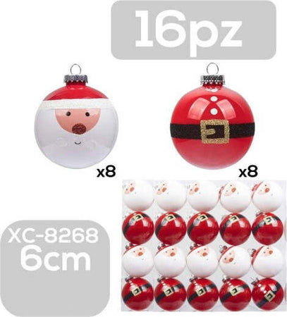 Set-16-Palline-Natalizie-Decorazioni-6-Cm-Addobbi-Per-Albero-Di-Natale-Xc-8268