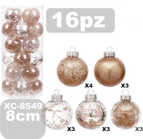 Set-16-Palline-Natalizie-Decorazioni-8-Cm-Addobbi-Per-Albero-Di-Natale-Xc-8549