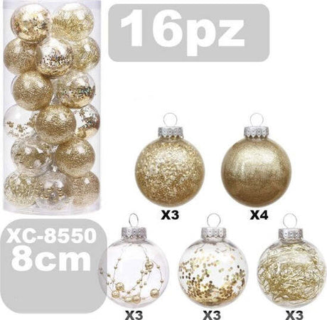 Set-16-Palline-Natalizie-Decorazioni-8-Cm-Addobbi-Per-Albero-Di-Natale-Xc-8550