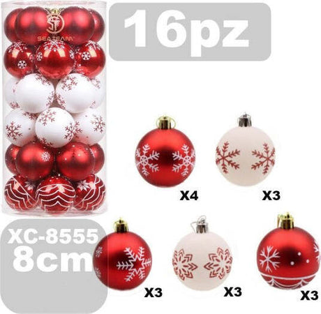 Set-16-Palline-Natalizie-Decorazioni-8-Cm-Addobbi-Per-Albero-Di-Natale-Xc-8555