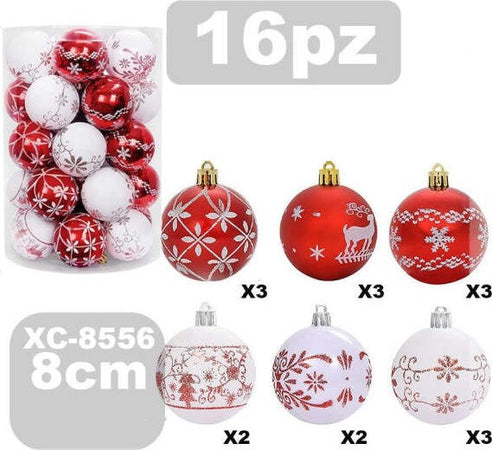 Set-16-Palline-Natalizie-Decorazioni-8-Cm-Addobbi-Per-Albero-Di-Natale-Xc-8556
