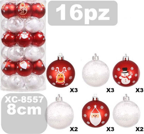 Set-16-Palline-Natalizie-Decorazioni-8-Cm-Addobbi-Per-Albero-Di-Natale-Xc-8557