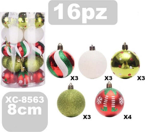 Set-16-Palline-Natalizie-Decorazioni-8-Cm-Addobbi-Per-Albero-Di-Natale-Xc-8563