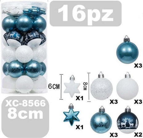 Set-16-Palline-Natalizie-Decorazioni-8-Cm-Addobbi-Per-Albero-Di-Natale-Xc-8566