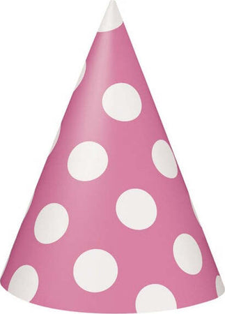 Set-18-Pezzi-Cappello-Cono-Pois-Rosa-Festa-Party-Compleanno-Nascita-Battesimo