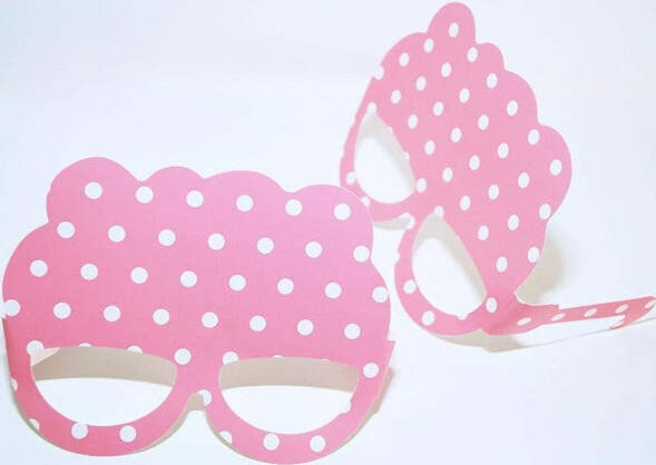 Set-18-Pezzi-Occhiali-Rosa-Pois-Occhialini-Sagomati-In-Carta-Decorazioni-Festa