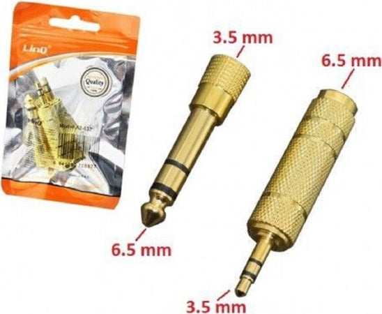 Set-2-Adattatori-Convertitori-In-Metallo-Audio-Da-Jack-3,5-Mm-A-6,5-Mm-A2-637