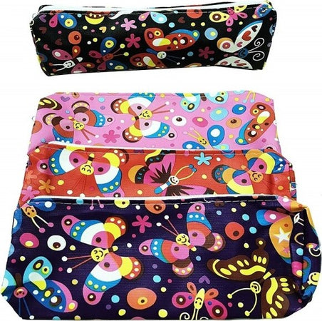 Set-2-Astucci-Farfalle-Fiori-Portapenne-Portapastelli-Matite-Cosmetici-Borsa-Zip