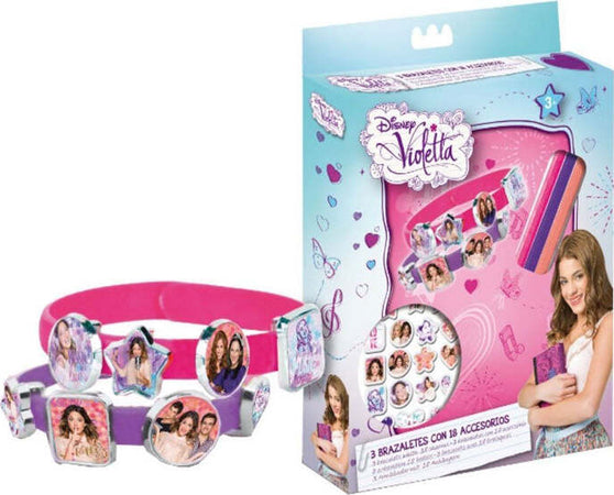Set-2-Braccialetti-con-18-Accessori-da-Applicare-Disney-Violetta