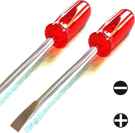 Set-2-Cacciavite-1-Fisso-1-Stella-6x175mm-Giravite-Con-Manico-Gomma-Ergonomico