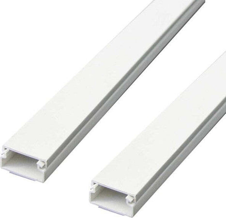 Set-2-Canalina-Elettrica-Passacavi-Adesiva-Da-1mt-In-Plastica-Bianco-20-X-10-Mm
