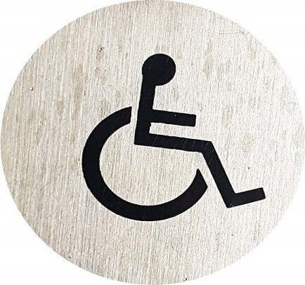 Set-2-Cartelli-Tondo-Adesivo-In-Metallo-Disabili-Porta-Wc-Bagno-Targa-Adesiva