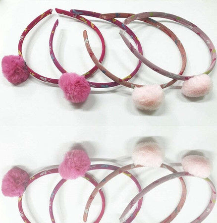 Set-2-Cerchietti-Cerchietto-Frontino-Rosa-Pon-Pon-Capelli-Fermacapelli-Accessori