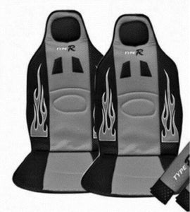 Set-2-Coprisedili-Coppia-Schienali-Racing-Universali-Auto-Grigi-Sportivi