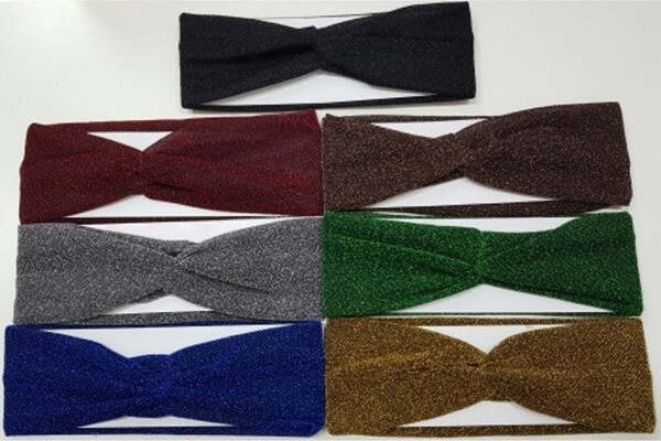 Set-2-Fasce-Elastiche-Glitter-Annodata-Retro-Ferma-Capelli-Tessuto-Cerchietto