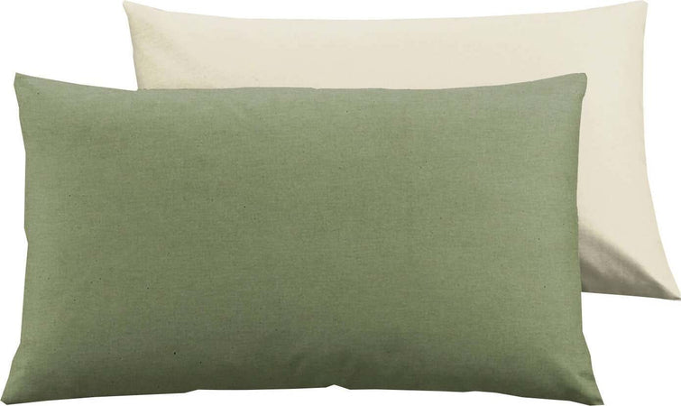 Set 2 Federe Bicolor Doubleface in Cotone Copricuscino Novilunio Guanciale Letto 50x80 Cm Made in Italy Naturale/ Salvia Casa e cucina/Tessili per la casa/Biancheria da letto/Lenzuola e federe/Federe Novilunio - Sesto San Giovanni, Commerciovirtuoso.it