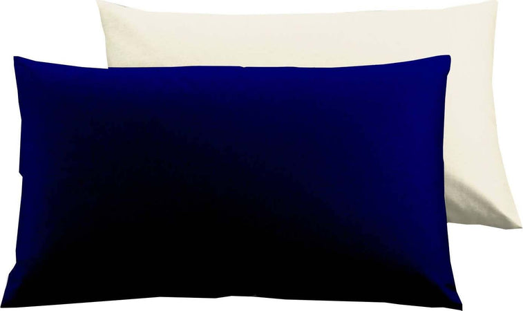 Set 2 Federe Bicolor Doubleface Novilunio in Cotone Copricuscino Guanciale Letto 50x80 Cm Made in Italy Naturale / Blu notte Casa e cucina/Tessili per la casa/Biancheria da letto/Lenzuola e federe/Federe Novilunio - Sesto San Giovanni, Commerciovirtuoso.it