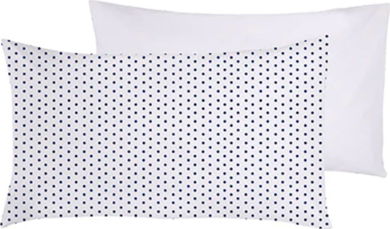 Set-2-federe-coppia-di-federe-bifaccia-doubleface-stampa-digitale-100%-cotone-Made-in-Italy-POIS-BLU-SU-BIANCO