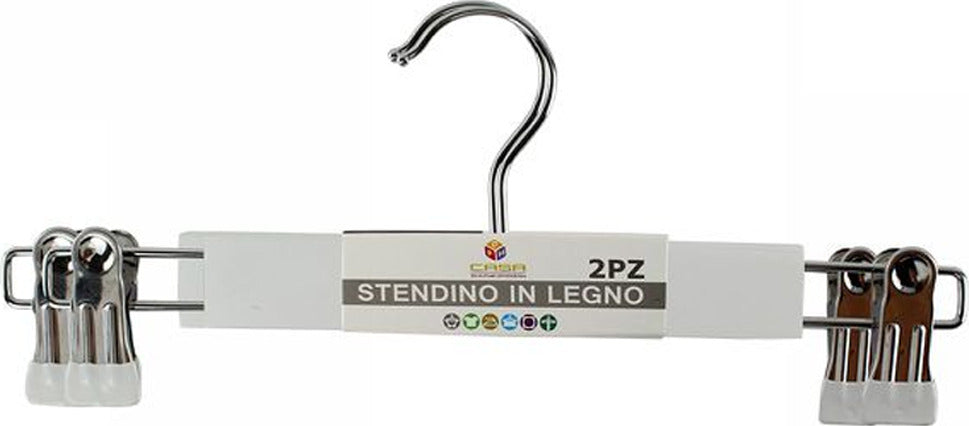 Set 2 Grucce Pantaloni In Legno Bianche Armadio Clip Antiscivolo Gonne Shorts Casa e cucina/Organizzazione interni/Organizzazione guardaroba/Grucce e appendini/Grucce Trade Shop italia - Napoli, Commerciovirtuoso.it