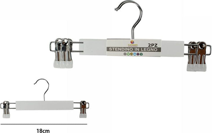 Set 2 Grucce Pantaloni In Legno Bianche Armadio Clip Antiscivolo Gonne Shorts Casa e cucina/Organizzazione interni/Organizzazione guardaroba/Grucce e appendini/Grucce Trade Shop italia - Napoli, Commerciovirtuoso.it