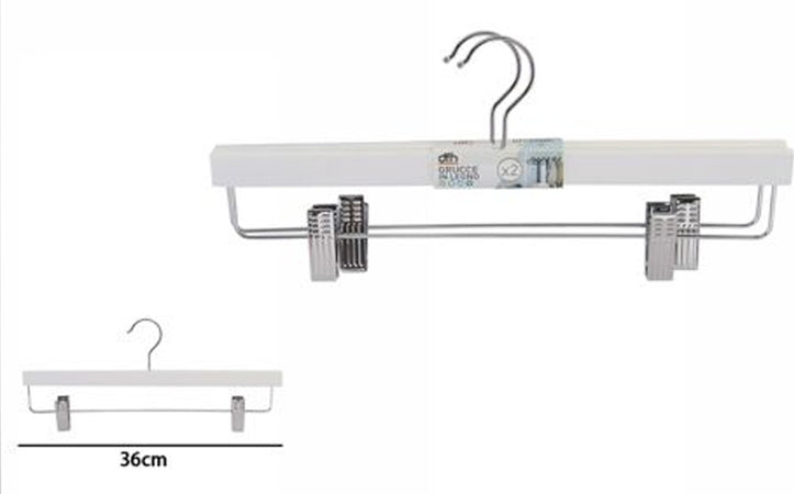 Set 2 Grucce Pantaloni In Legno Bianco Armadio Clip Antiscivolo Gonne Shorts 36 Casa e cucina/Organizzazione interni/Organizzazione guardaroba/Grucce e appendini/Grucce Trade Shop italia - Napoli, Commerciovirtuoso.it