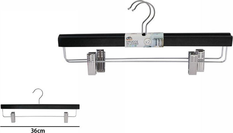 Set 2 Grucce Pantaloni In Legno Nere Armadio Clip Antiscivolo Gonne Shorts 36 Cm Casa e cucina/Organizzazione interni/Organizzazione guardaroba/Grucce e appendini/Grucce Trade Shop italia - Napoli, Commerciovirtuoso.it