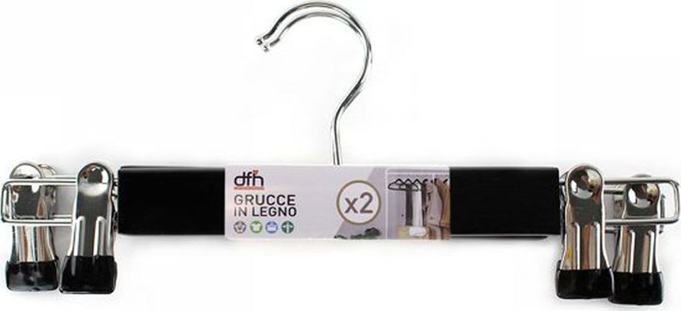 Set 2 Grucce Pantaloni In Legno Nere Armadio Clip Antiscivolo Gonne Shorts Top Casa e cucina/Organizzazione interni/Organizzazione guardaroba/Grucce e appendini/Grucce Trade Shop italia - Napoli, Commerciovirtuoso.it