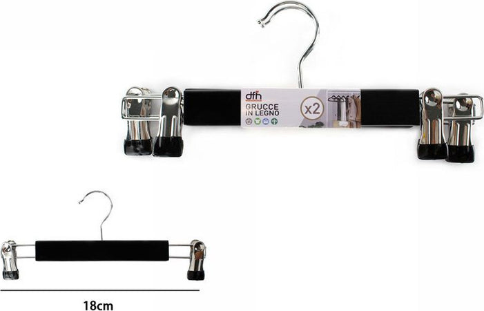Set 2 Grucce Pantaloni In Legno Nere Armadio Clip Antiscivolo Gonne Shorts Top Casa e cucina/Organizzazione interni/Organizzazione guardaroba/Grucce e appendini/Grucce Trade Shop italia - Napoli, Commerciovirtuoso.it