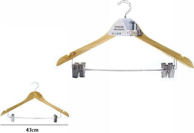 Set 2 Grucce Stampelle Appendino In Legno Con Pinze Pantaloni Giacca Gonne 71361 Casa, arredamento e bricolage > Soluzioni salvaspazio > Organizer per Armadi Trade Shop italia - Napoli, Commerciovirtuoso.it