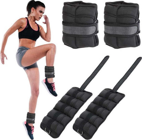 Set-2-Pesi-Polsi-E-Caviglie-2,25-Kg-Allenamento-Palestra-Aerobica-Fitness-Nero