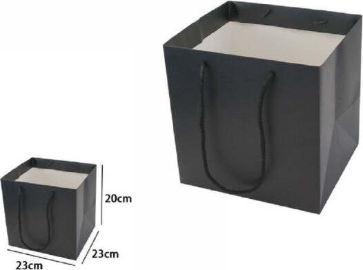 Set-2-Pezzi-Buste-Busta-Borsa-Da-Regalo-Nera-23x23x20-Cm-Manici-In-Corda-69242