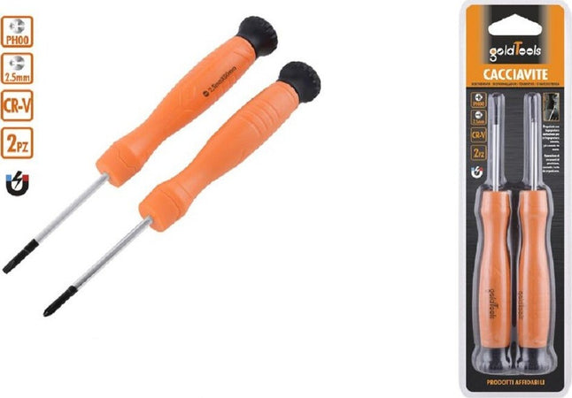 Set 2 Pezzi Cacciavite Punta Magnetica A Taglio 2.5mm E A Croce Ph00 Cr-v 57022 Fai da te/Utensili elettrici e a mano/Utensili a mano/Cacciaviti/Cacciaviti a stella Trade Shop italia - Napoli, Commerciovirtuoso.it
