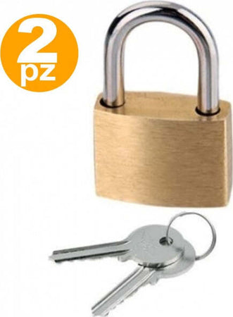 Set-2-Pezzi-Lucchetto-Ad-Arco-Sicurezza-Armadietto-Catenaccio-2-Chiavi-20mm