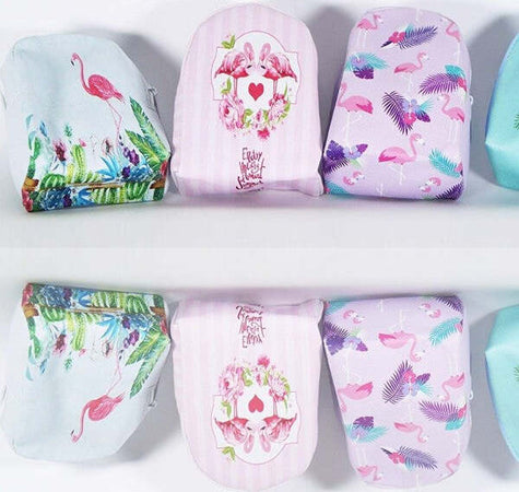 Set-2-Pezzi-Portamonete-Borsette-Pochette-Fenicottero-Borsetta-Porta-Oggetti