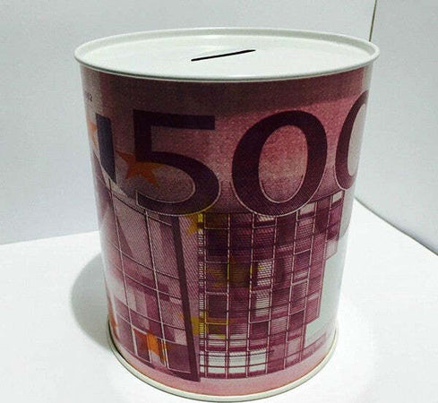 Set-2-Pezzi-Salvadanaio-Latta-Misura-M-Monete-Banconote-1-Apertura-Senza-Chiave