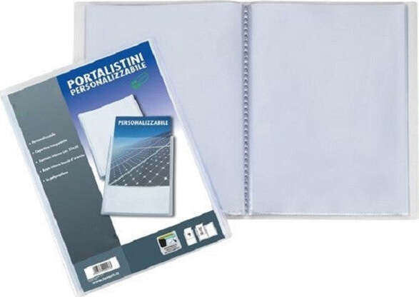 Set-2-Porta-Listino-A4-Personalizzabile-20-Buste-Fogli-In-Polipropilene-22x30cm