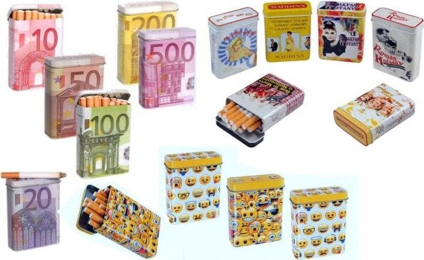 Set-2-Portasigarette-Sigaretta-Metallo-Custodia-Cover-Porta-Pacchetto-Sigarette