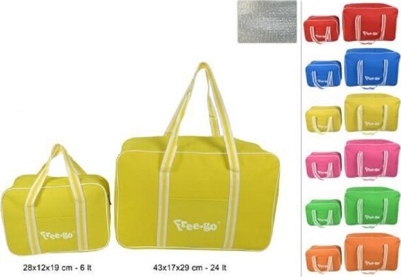 Set-2-Pz-Borse-Termiche-24-Lt-+-6-Lt-Borsa-Frigo-Colorata-Mare-Campeggio-Picnic