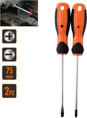 Set 2 Pz Cacciavite Giraviti Con Punta Magnetica A Taglio E A Croce 75 Mm 97177 Fai da te/Utensili elettrici e a mano/Utensili a mano/Cacciaviti/Cacciaviti a stella Trade Shop italia - Napoli, Commerciovirtuoso.it