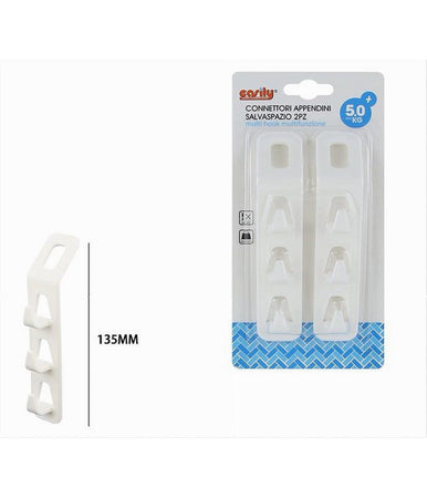 Set 2 Pz Connettori Appendiabiti Salvaspazio Per Armadio Grucce A 3 Ganci 87356