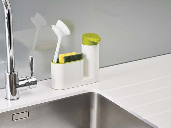 Set-2-Pz-Organizer-Per-Lavello-Dispenser-Di-Sapone-Liquido-+-Contenitore-Spugne
