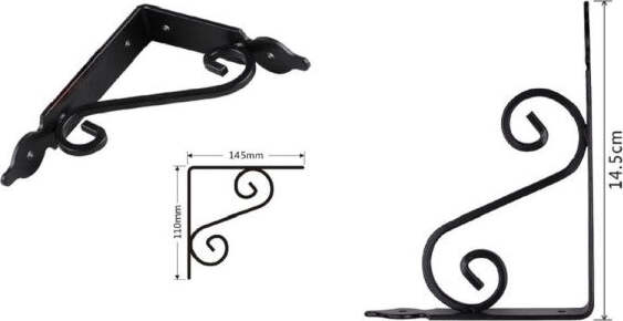 Set-2-Pz-Reggimensola-Supporto-Staffa-Angoliere-Fantasia-145x110mm-Nera-91276